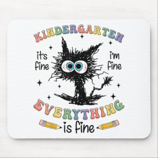 Schwarze Katze Kindergarten Es ist in Ordnung Ich Mousepad