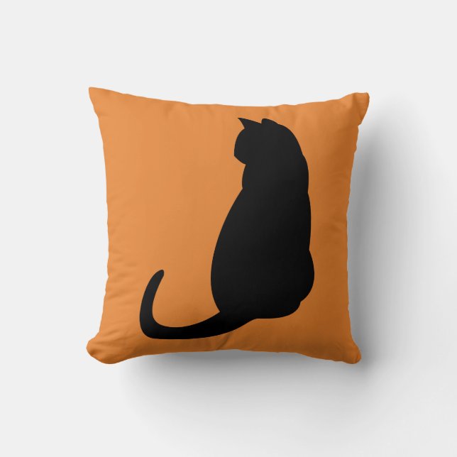 Schwarze Katze Kissen (Vorderseite)