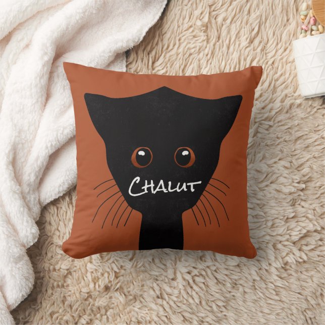 schwarze Katze Kissen (Decke)