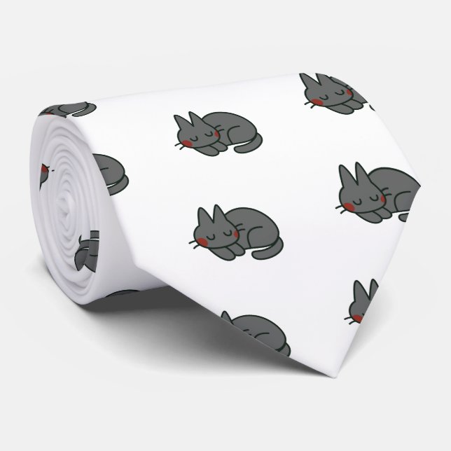 Schwarze Katze Krawatte (Gerollt)