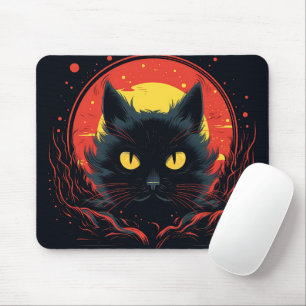 Schwarze Katze Kunstillustrierung Grafik Halloween Mousepad