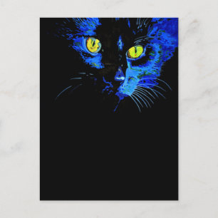 Schwarze Katze künstlerisches Portrait mit markant Postkarte