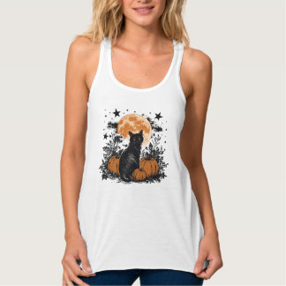 Schwarze Katze Kürbis Halloween Tank Top
