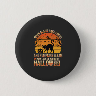 Schwarze Katze Kürbis Halloween Vektordesign Button