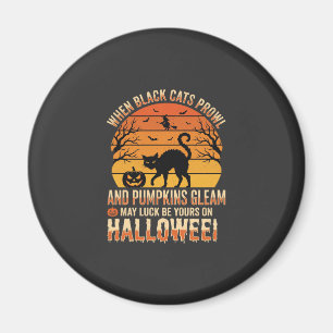 Schwarze Katze Kürbis Halloween Vektordesign Magnet