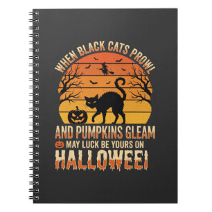 Schwarze Katze Kürbis Halloween Vektordesign Notizblock