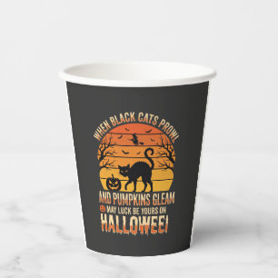 Schwarze Katze Kürbis Halloween Vektordesign Pappbecher