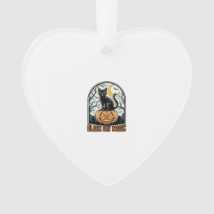 Schwarze Katze Kürbis Vintage Halloween Gravur_1 Ornament