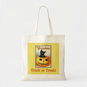 Schwarze Katze & Kürbislaterne Süßigkeiten-Tasche Tragetasche