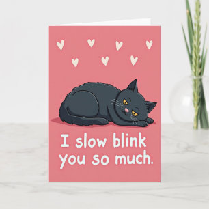 Schwarze Katze Langsames Blinzeln Liebeskarte Karte