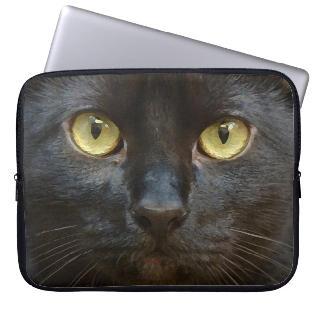 Schwarze Katze Laptopschutzhülle (Vorderseite)