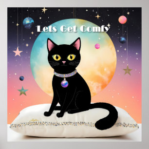 Schwarze Katze - Lass uns es uns gemütlich machen Poster