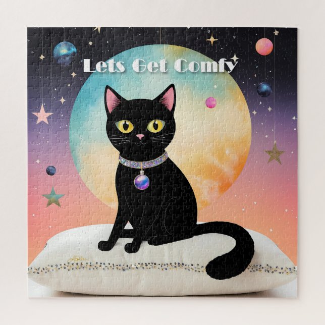 Schwarze Katze - Lass uns es uns gemütlich machen Puzzle (Vertikal)