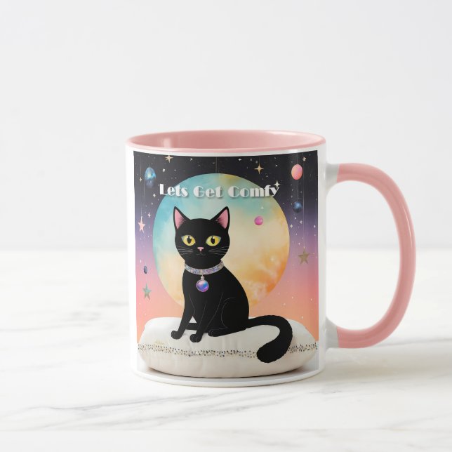 Schwarze Katze - Lass uns es uns gemütlich machen Tasse (Rechts)