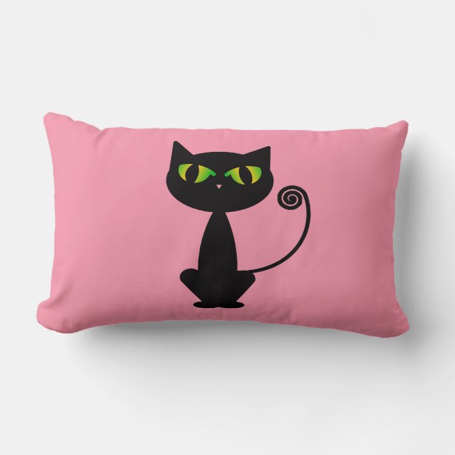 Schwarze Katze Lendenkissen (Vorderseite)