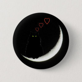 Schwarze Katze Lieben Sie zum Mond und zurück Button