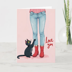 Schwarze Katze Liebt Dich Karte