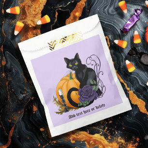 Schwarze Katze Lila Rose Kürbis Herbst Geschenktütchen