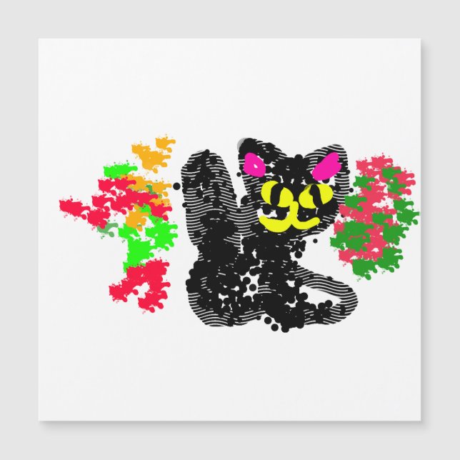 Schwarze Katze Linie Herbst  Magnetkarte (Vorderseite)