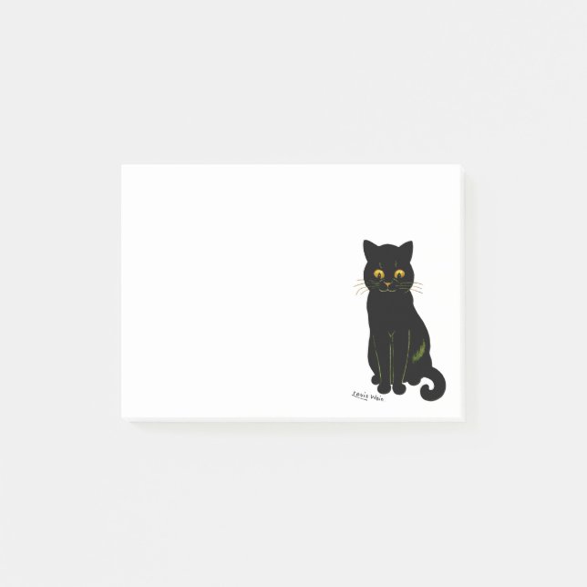 Schwarze Katze, Louis Wain Post-it Klebezettel (Vorderseite)