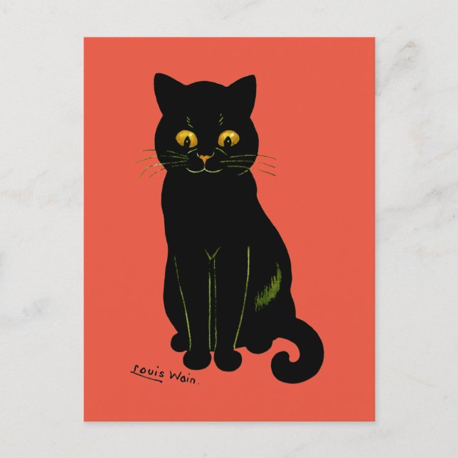 Schwarze Katze, Louis Wain Postkarte (Vorderseite)