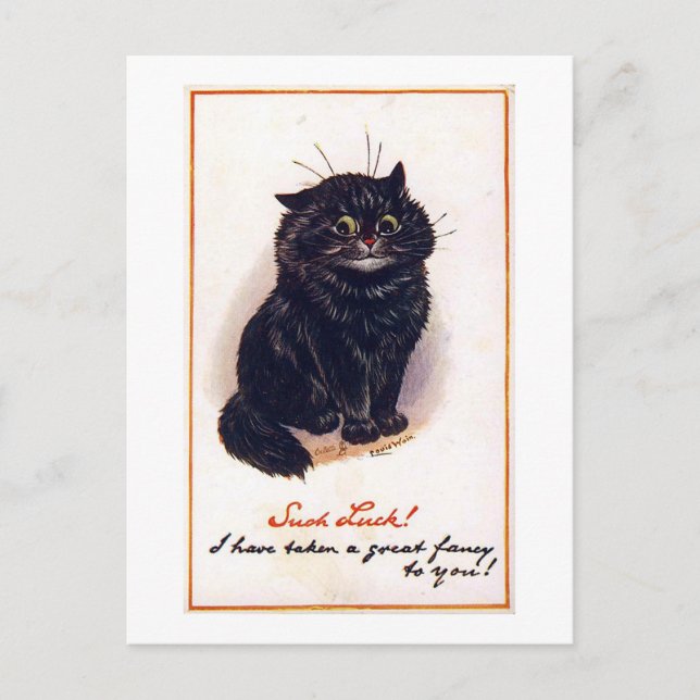 Schwarze Katze, Louis Wain Postkarte (Vorderseite)