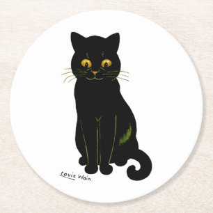 Schwarze Katze, Louis Wain Runder Pappuntersetzer