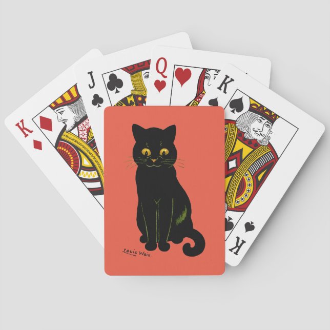 Schwarze Katze, Louis Wain Spielkarten (Rückseite)