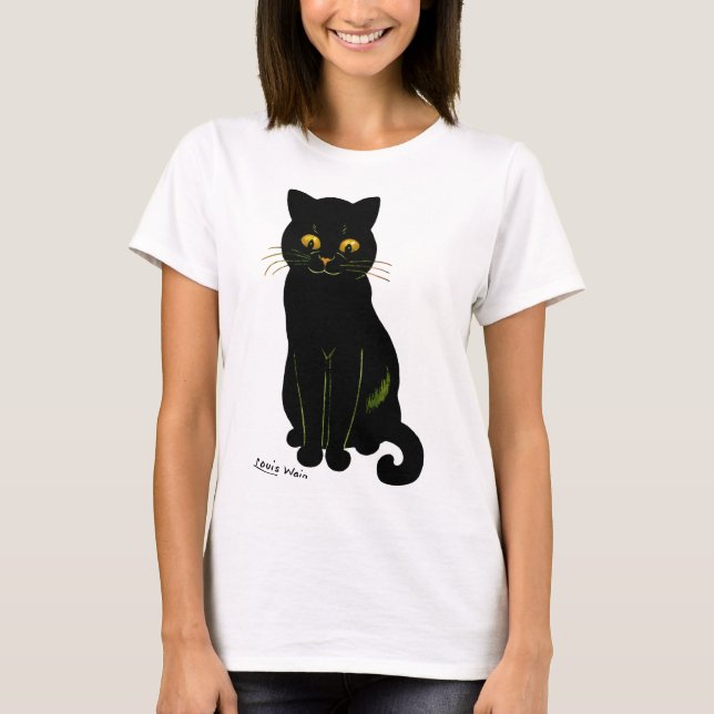 Schwarze Katze, Louis Wain T-Shirt (Vorderseite)