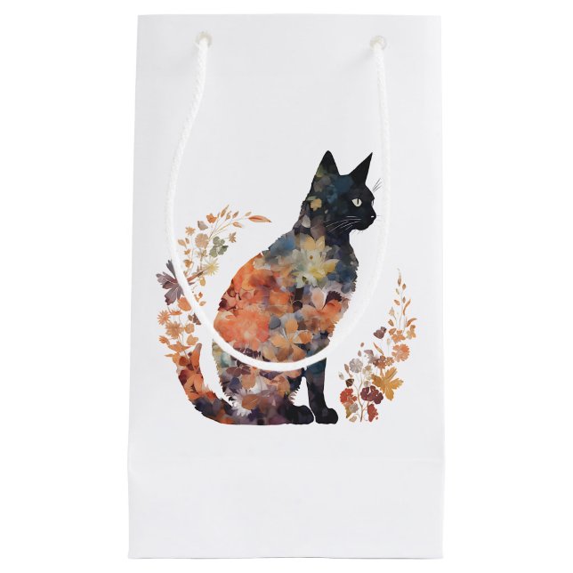 Schwarze Katze Lover Kostüme Flora Blume Beängstig Kleine Geschenktüte (Vorderseite)