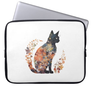 Schwarze Katze Lover Kostüme Flora Blume Beängstig Laptopschutzhülle
