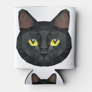 Schwarze Katze Low Poly Art Dosenkühler