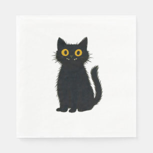 Schwarze Katze Magie - Niedliche Halloween- und My Serviette