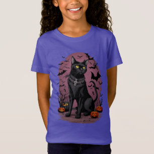 Schwarze Katze Magie zu Halloween T-Shirt