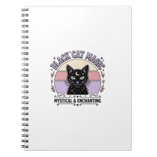 Schwarze Katze Magische Katze Schwarze Katze Vinta Notizblock