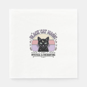 Schwarze Katze Magische Katze Schwarze Katze Vinta Serviette