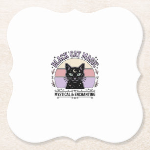 Schwarze Katze Magische Katze Schwarze Katze Vinta Untersetzer