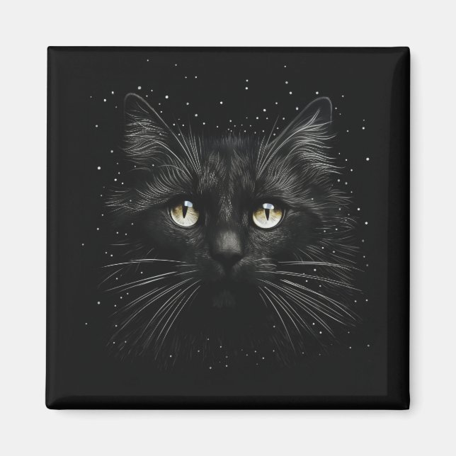 Schwarze Katze Magnet (Vorne)
