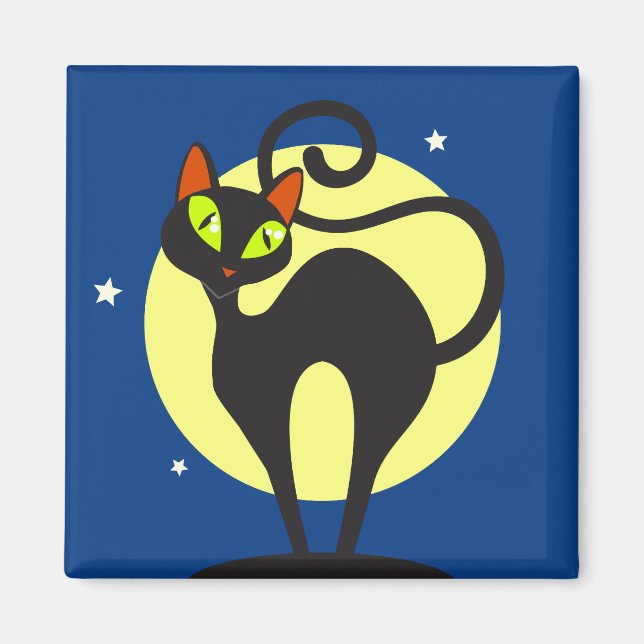 Schwarze Katze Magnet (Vorne)