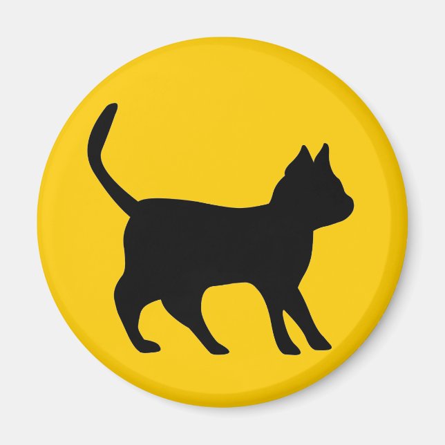 Schwarze Katze Magnet (Vorne)