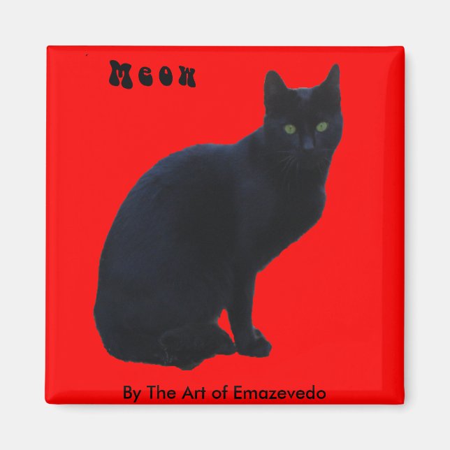 Schwarze Katze Magnet (Vorne)