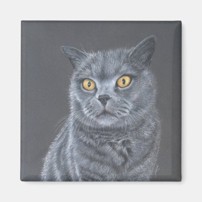 Schwarze Katze  Magnet (Vorne)