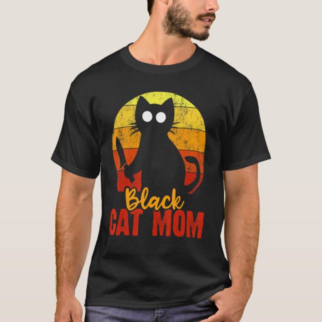 Schwarze Katze Mama Halloween Gore Meow mit Bloody T-Shirt (Vorderseite)