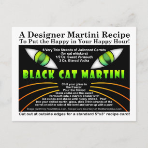 Schwarze Katze Martini Rezept Postkarte für Hallow