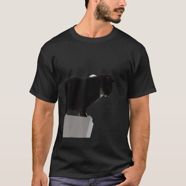 Schwarze Katze Meme witziges Kätzchen T-Shirt (Vorderseite)