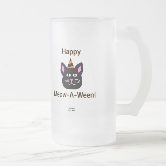 Schwarze Katze Meow-A-Ween große Mattierte Tasse a (Rechts)