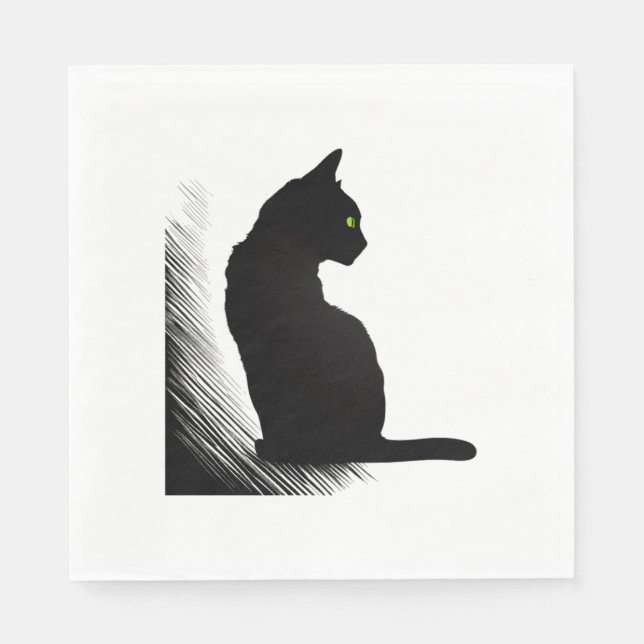 Schwarze Katze - Meow Serviette (Vorderseite)