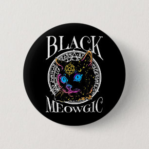 Schwarze Katze Meowgic Halloween Hexe Hexerei Button