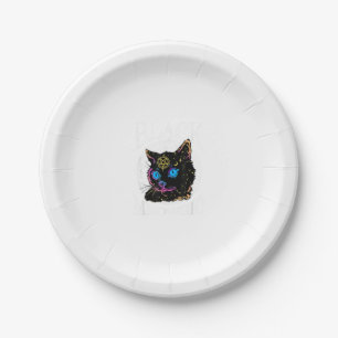 Schwarze Katze Meowgic, Halloween-Hexe, Hexerei-St Pappteller