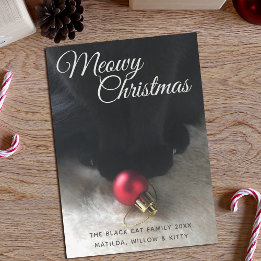 Schwarze Katze Meowy Weihnachtsgrußkarte